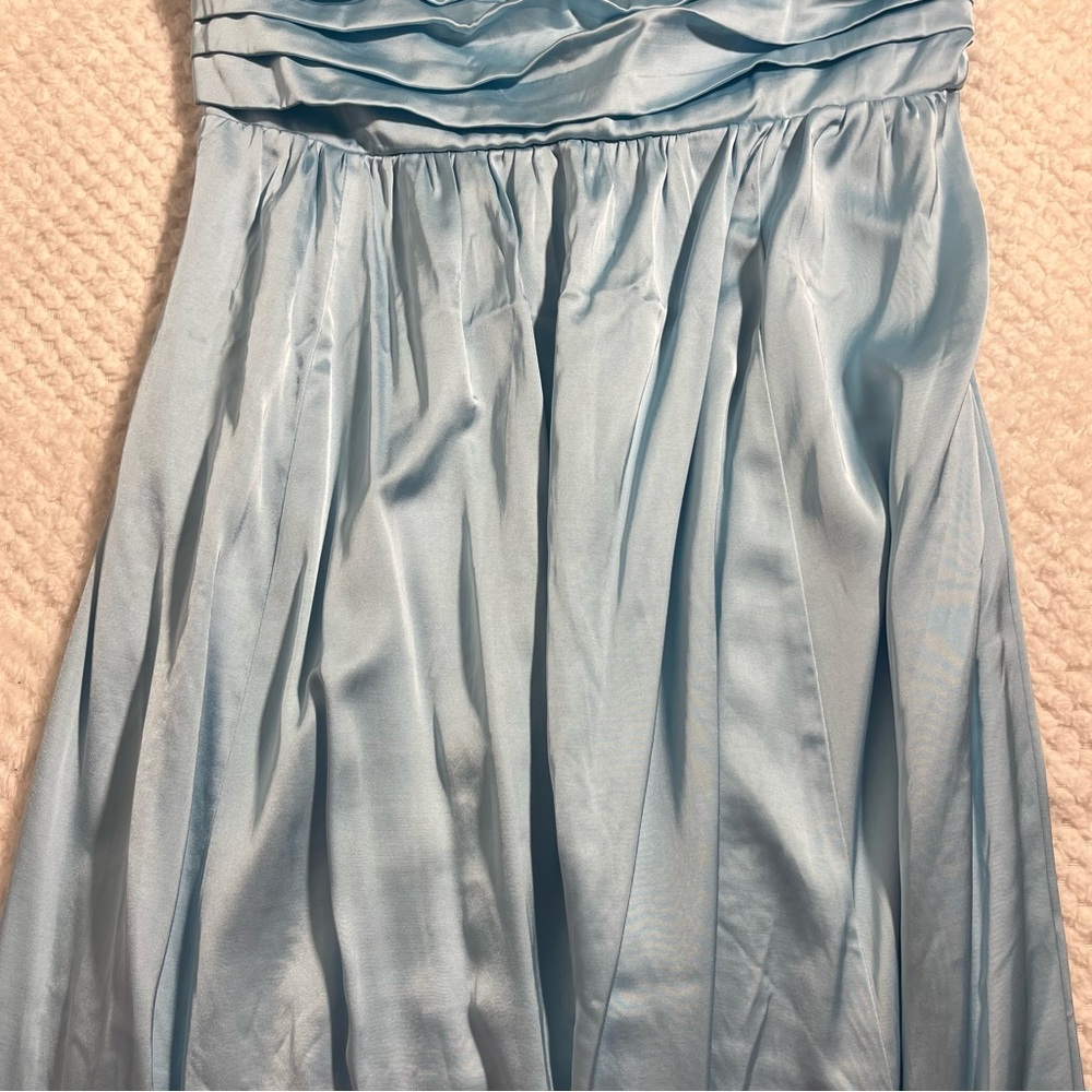 Abercrombie & Fitch Womens Midi Dress Light Blue Strapless Satin Emerson Ruched - Picture 6 of 11